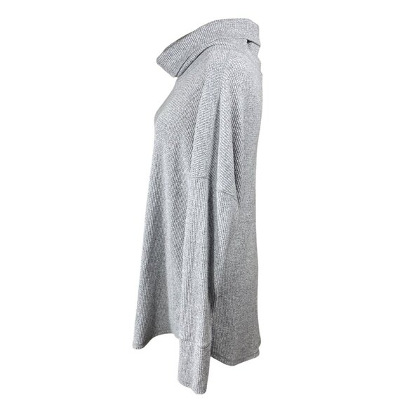 Time & Tru Waffle Knit Tunic Top Cowl Neck Grey Size XL Extra Large Lounge Shirt - Picture 2 of 6